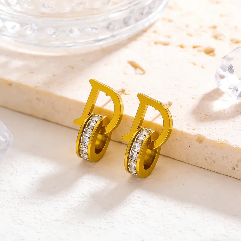 D-shaped Double Ring Earrings